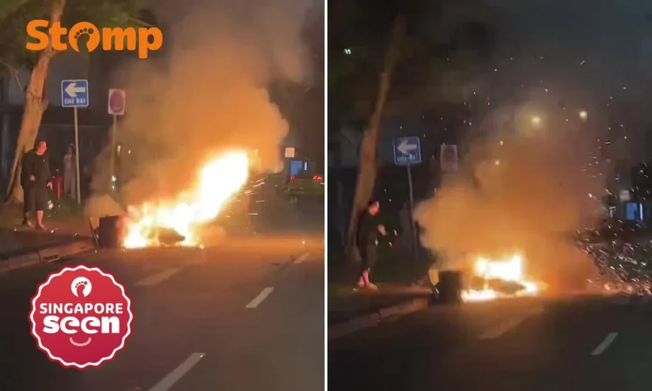 E-bike ‘explodes’ in front of Stomper in Balestier, rider and woman jump to safety
