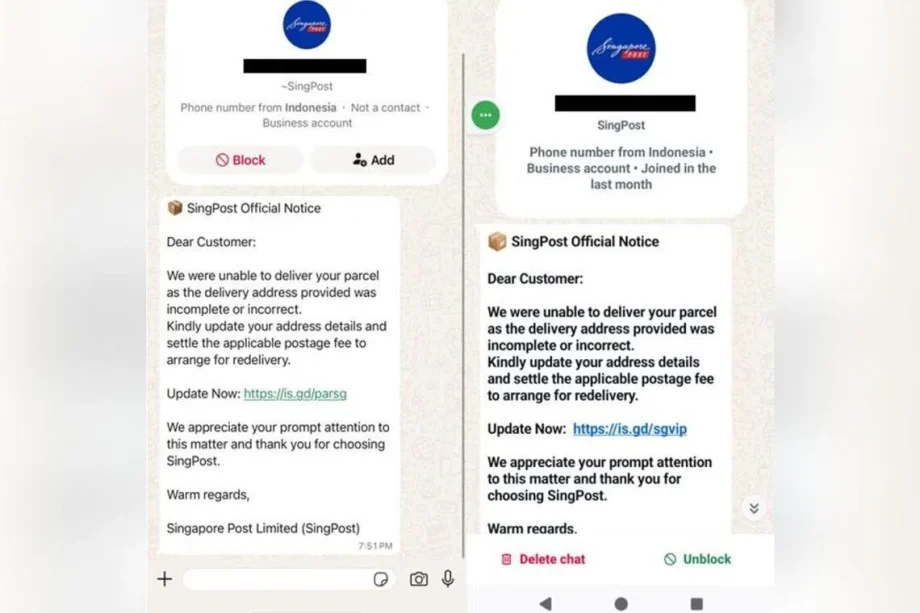 WhatsApp message from SingPost about failed parcel delivery could be a scam: Police