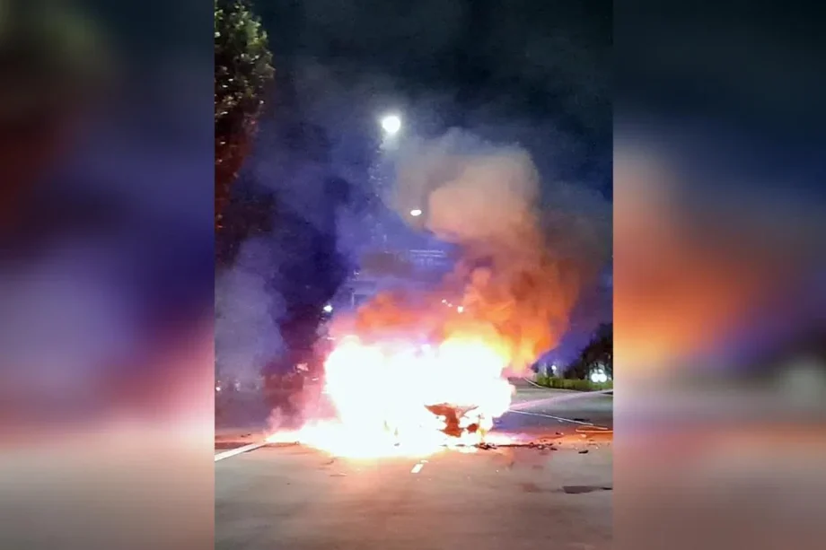 Cabby taken to hospital after car catches fire in CTE accident with taxi