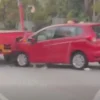 Two taken to hospital after accident between car and trailer on TPE