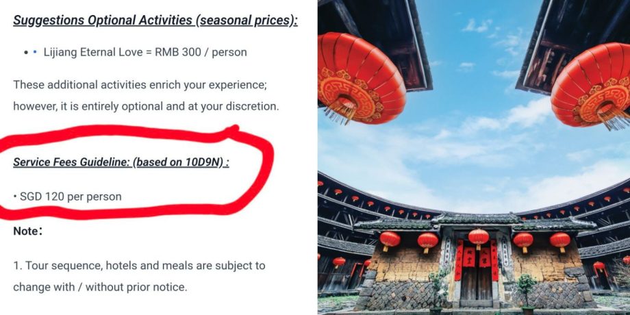 Woman says travel agency in S’pore demands ‘exorbitant tips’ of S/day per person for China trip