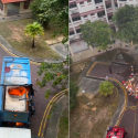 Recycling truck catches fire near Tampines HDB block, no injuries reported , Singapore News
