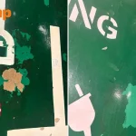 Paint peels off from floor of EV charging point in Esplanade, gets stuck on Stomper’s car tyres