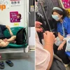 Blindfolded man ‘meditates’ on train, another MRT commuter wears mask over her eyes