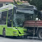 Bus driver trapped after crashing into lorry on Upper East Coast Road