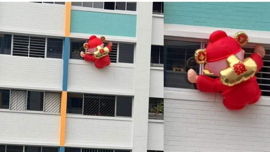 Town Council Asks Resident To Remove Inflatable God Of Fortune Hanging Outside Choa Chu Kang HDB Flat