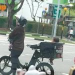 ‘Cute, dangerous or stupid?’: Baby seen in delivery bag on back of e-bike at Fernvale Link
