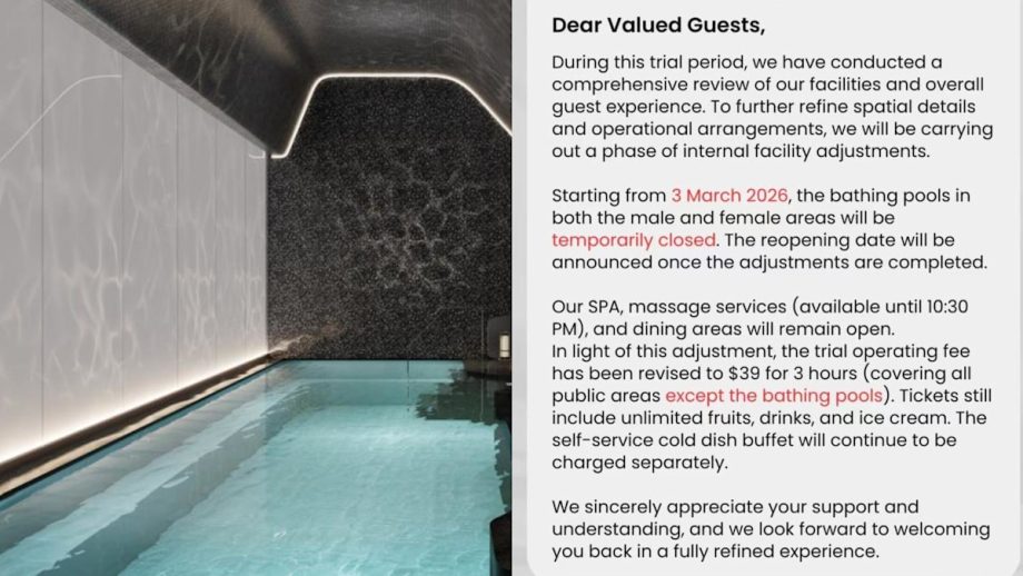Spa operator House+ Bubble announces temporary closure of bathing pools as part of ‘internal facility adjustments’