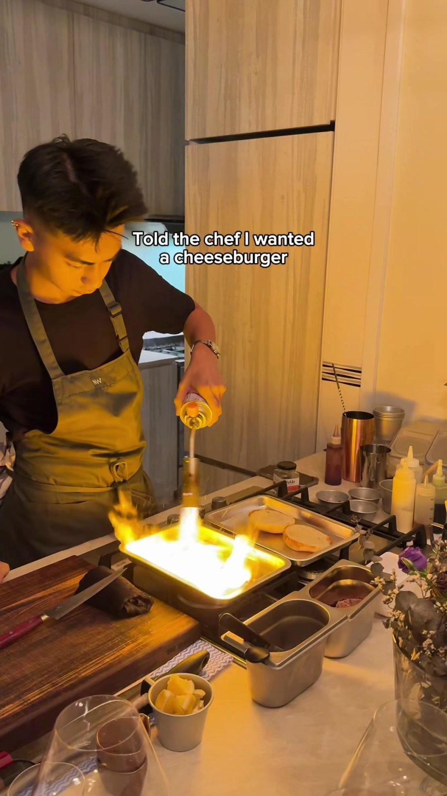 @travlim Never a boring moment in @nathan_cooks’ kitchen! Cheeseburger and cavia…