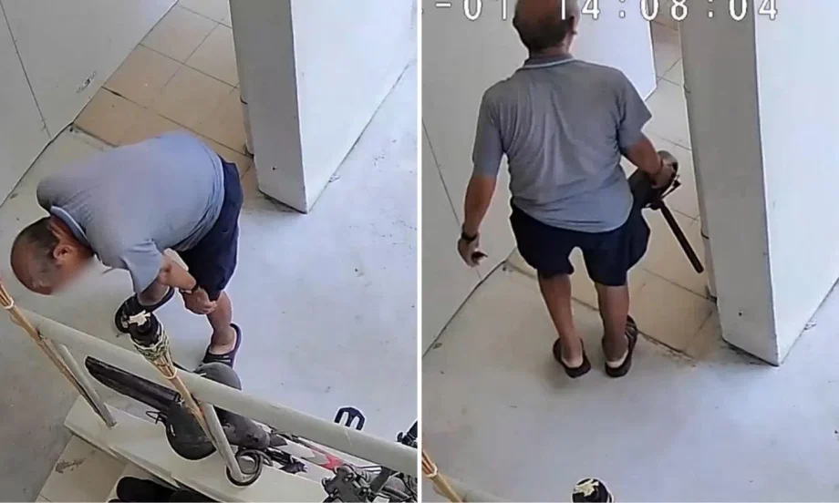 Elderly man steals bike seat from bicycle outside Ubi flat, spends 30 seconds wriggling seat out Elderly man steals bike seat from bicycle outside Ubi flat, spends 30 seconds wriggling seat out