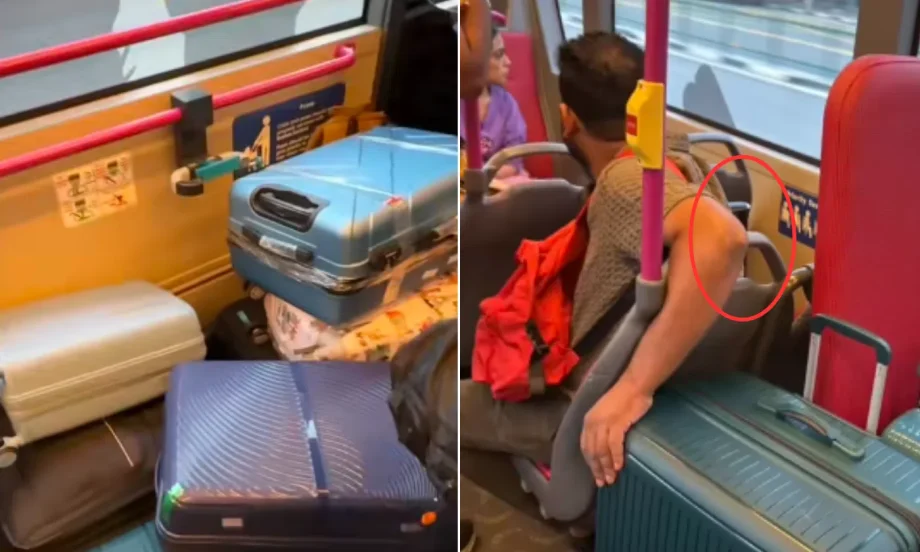 Designated area on Changi Airport-bound bus seen occupied by luggage in viral video, commuters raise safety concerns