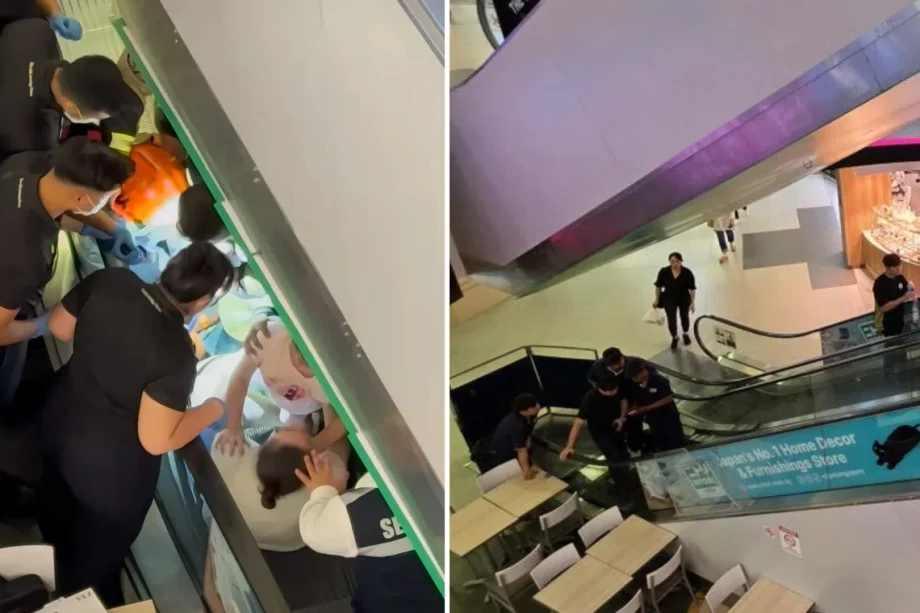 Child’s foot trapped in Bugis Junction escalator