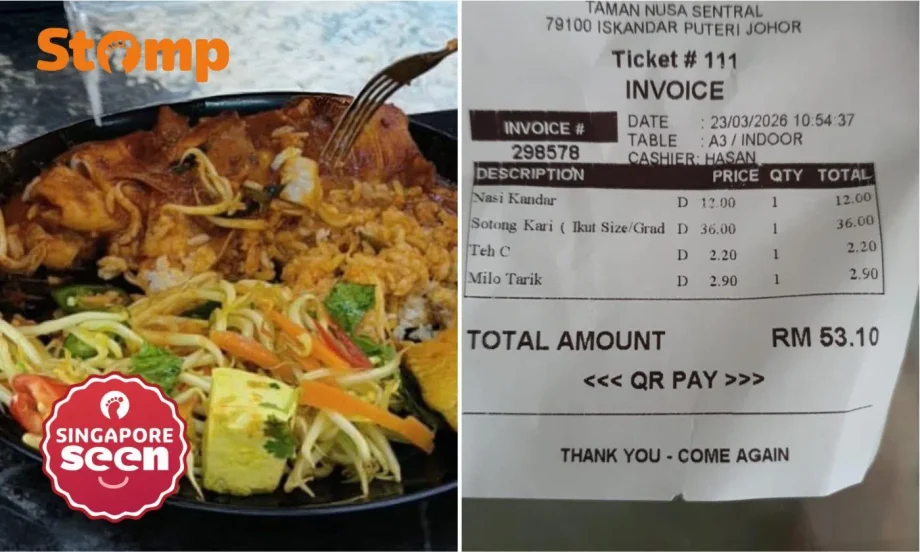 S’porean surprised to pay RM48 for nasi kandar with sotong in JB: ‘More expensive than S’pore’