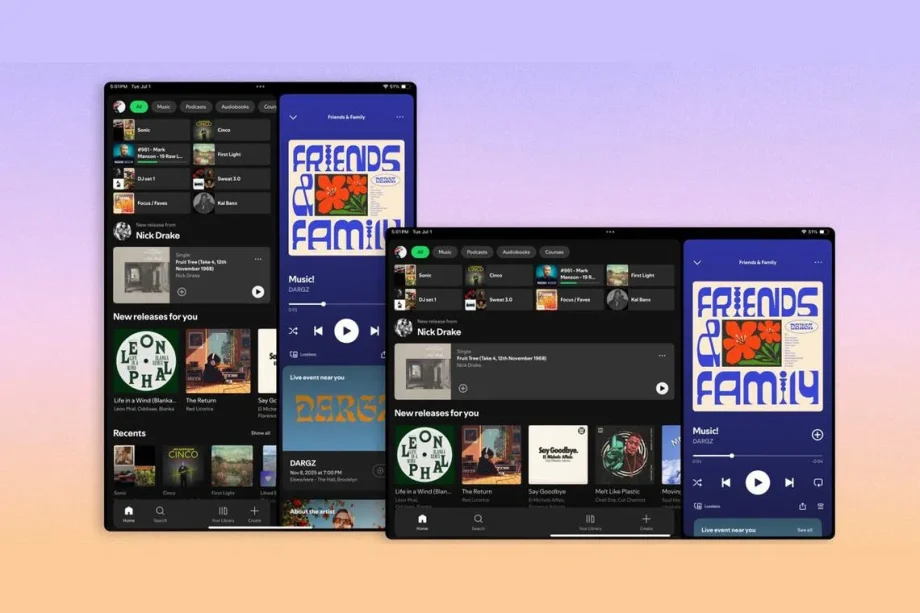 Spotify’s update redesigns its Apple and Android tablet apps
