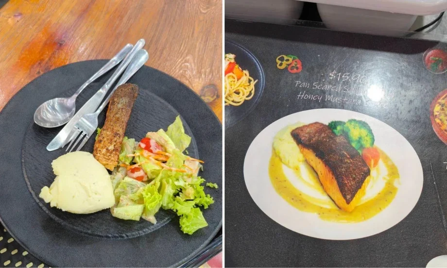 Customer slams portion size of  salmon set served at SAFRA Mount Faber, claims it’s smaller than menu illustration
