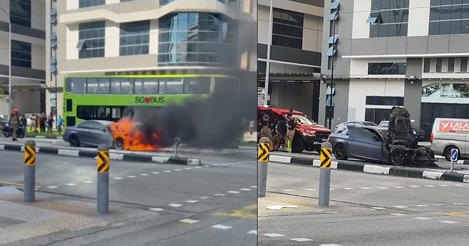 Car catches fire in Woodlands, Singapore News