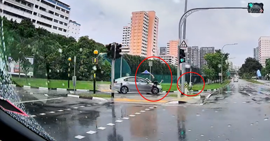 Cyclist struck as car allegedly speeds up at Hougang zebra crossing; bike sent flying across 2 lanes, Singapore News