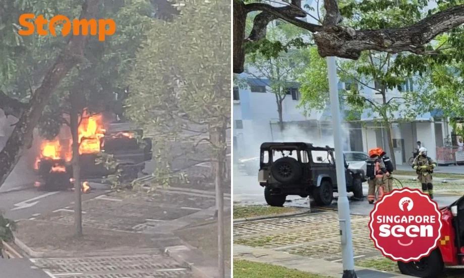 ‘Unfortunate’ that neighbour’s Jeep caught fire during Hari Raya, says Bedok Reservoir Road resident