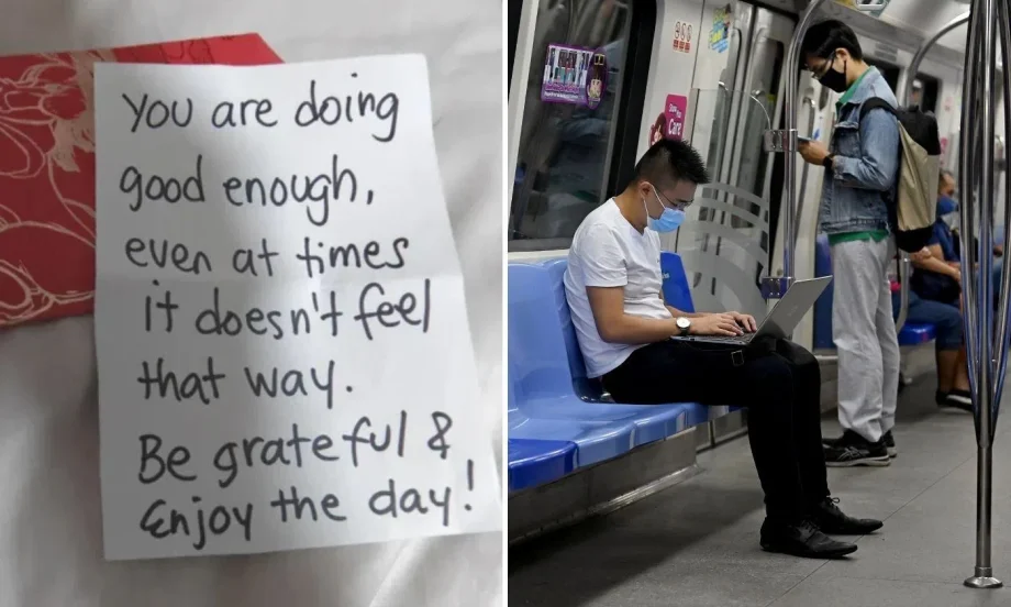 ‘You are doing good enough’: Stranger hands out encouraging notes to Woodlands MRT commuters ‘You are doing good enough’: Stranger hands out encouraging notes to Woodlands MRT commuters