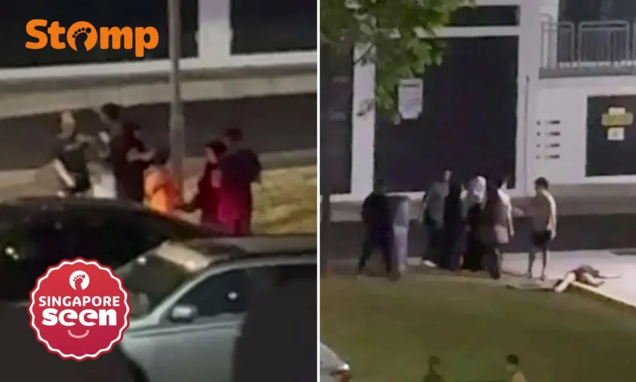 Yishun fight ends with woman sprawled on ground: Two taken to hospital, 18-year-old woman arrested