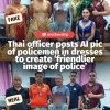 @mothershipsg A viral image showing Thai police officers in dresses posing with …