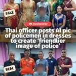 @mothershipsg A viral image showing Thai police officers in dresses posing with …