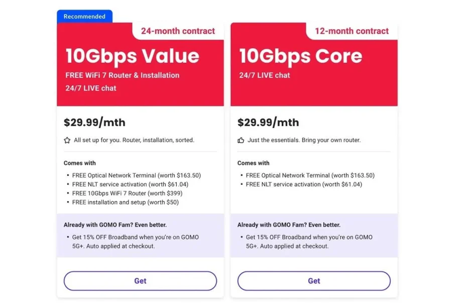 GOMO’s S.99 10Gbps broadband plans