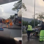 Person freed from lorry with rescue tools after four-vehicle accident on AYE, 6 taken to hospital