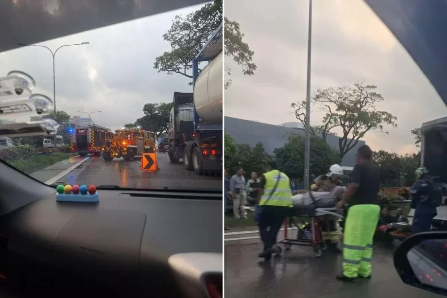 Person freed from lorry with rescue tools after four-vehicle accident on AYE, 6 taken to hospital