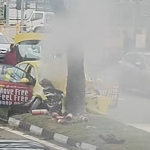 Taxi catches fire after crashing into tree in Hougang; 2 taken to hospital, Singapore News