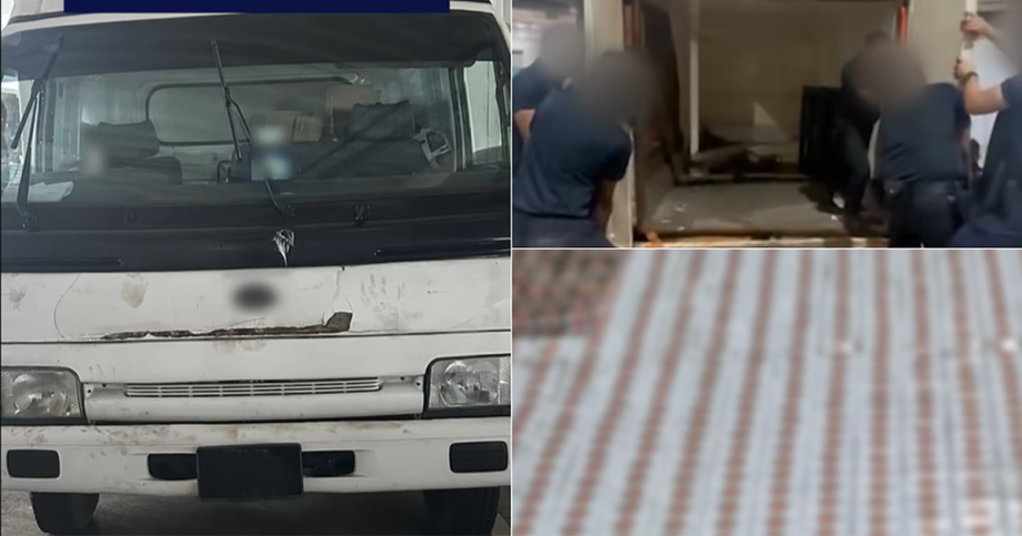 ICA officers ‘pull apart’ modified Malaysia-registered lorry at Tuas Checkpoint; uncover over 2,400 cartons of contraband cigarettes, Singapore News