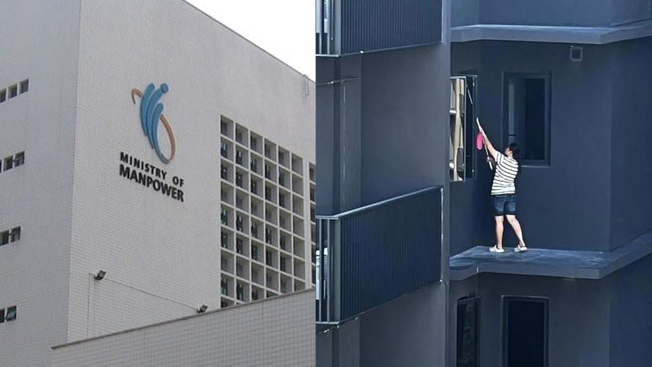 Domestic helper seen standing on 24th-floor ledge to clean windows at Lentor Modern Domestic helper seen standing on 24th-floor ledge to clean windows at Lentor Modern
