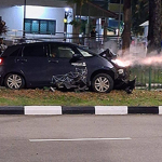Tribecar vehicle mows down centre railings along road in Yishun, believed to have skidded, Singapore News