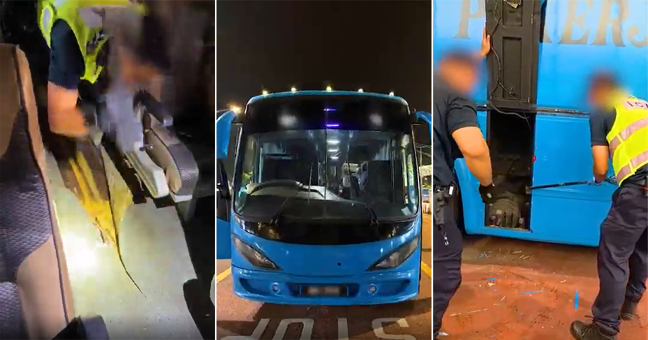 ICA officers hack, pry open Malaysia-registered bus’s floorboard; uncover duty-unpaid cigarettes, Singapore News