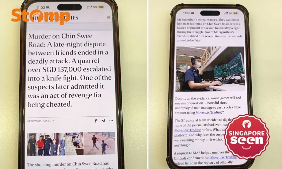 Stomper warns of ‘investment scam’ spoofing Straits Times website