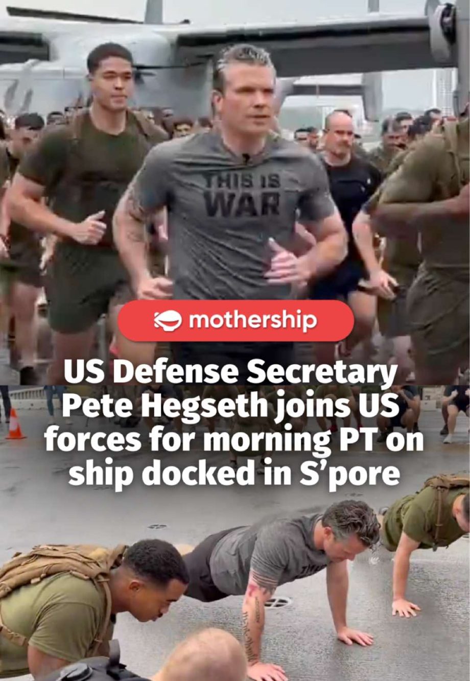 @mothershipsg U.S. Defense Secretary Pete Hegseth joined troops aboard the USS B…