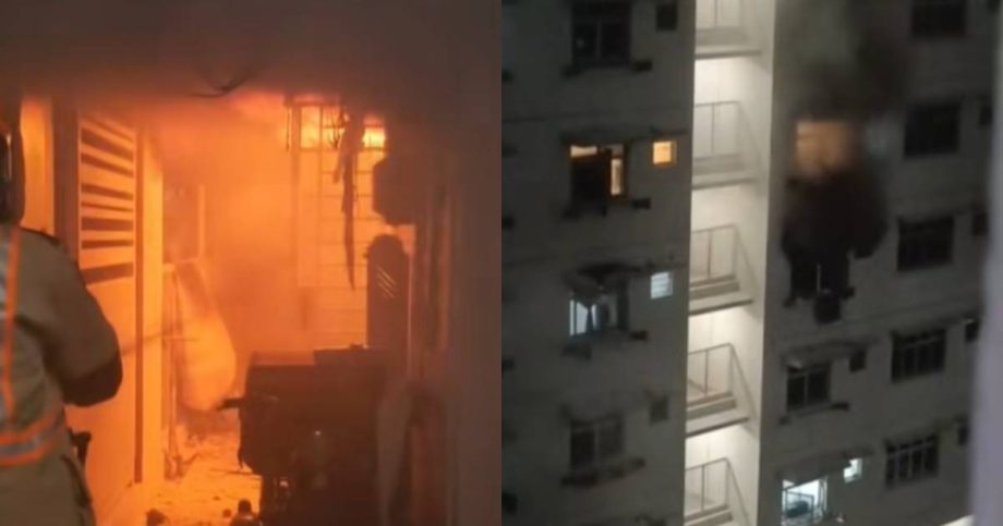 Firefighters among 6 taken to hospital after 2 fires break out in the same Punggol HDB block, Singapore News