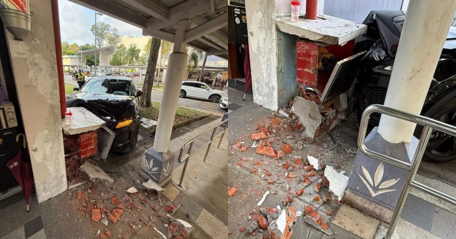 69-year-old driver mounts pavement, crashes onto walkway at Bedok HDB block, Singapore News