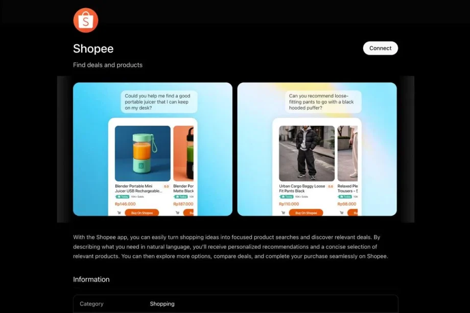 ChatGPT Shopee integration for Southeast Asia