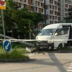 Minibus driver pinned in seat after Tengah crash, taken to hospital, Singapore News