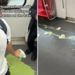 TikToker slammed after filming spilt matcha on train