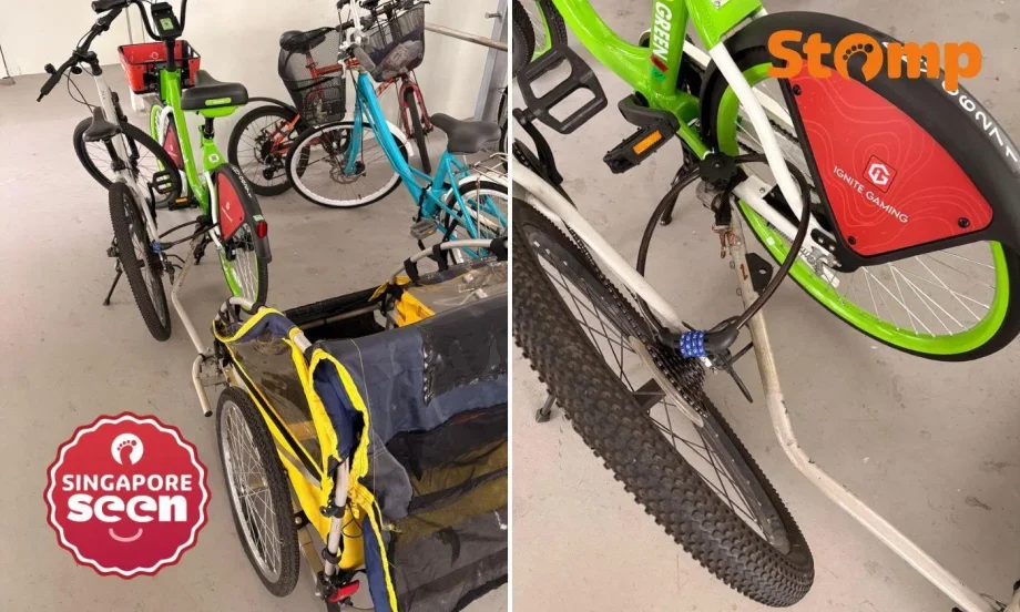 Anywheel bike locked with personal bicycle in Tampines