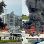 Luxury yacht at Singapore’s Sentosa Cove marina catches fire; no reported injuries