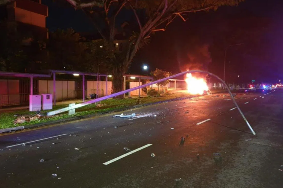 Man in Singapore allegedly drove against traffic, sped up to 114kmh, hit school bus and left his car in flames Man in Singapore allegedly drove against traffic, sped up to 114kmh, hit school bus and left his car in flames
