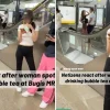 Woman drinking bubble tea on Bugis MRT platform sparks debate