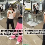 Woman drinking bubble tea on Bugis MRT platform sparks debate