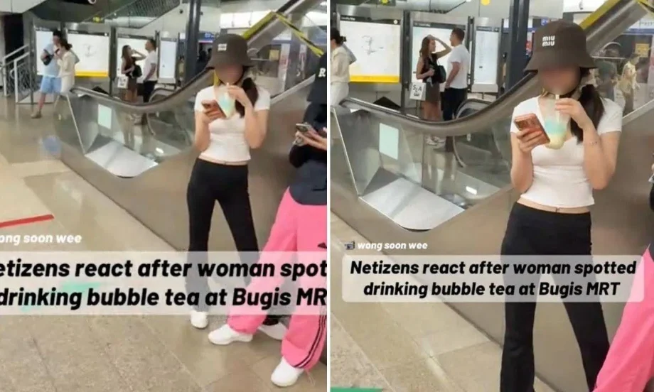 Woman drinking bubble tea on Bugis MRT platform sparks debate Woman drinking bubble tea on Bugis MRT platform sparks debate