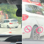 BMW car front crumped in accident with lorry along PIE, driver taken to hospital, Singapore News