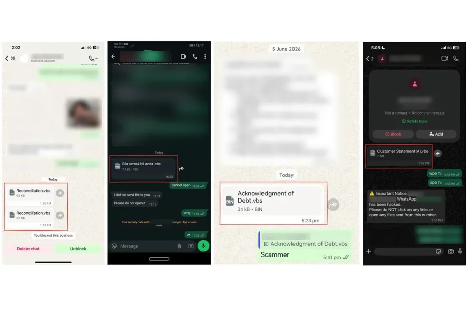 WhatsApp malware invoice scam warning