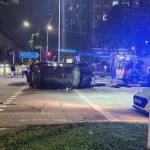 Man arrested for drink driving after accident in Punggol that left car flipped on side